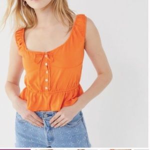 Orange Urban Outfitter Button Up Flare Tank Top - Size M - NEW WITH TAGS